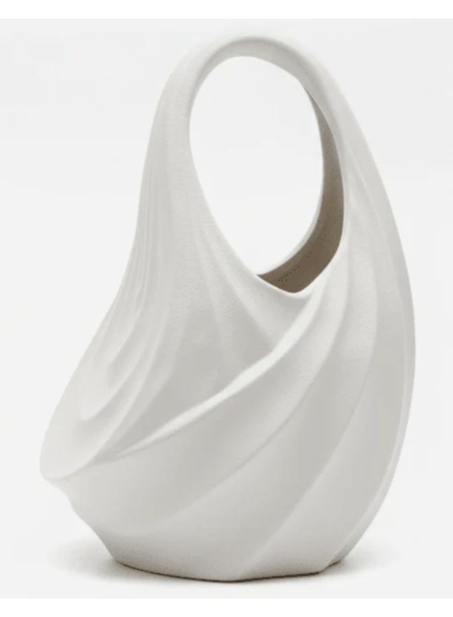 AKDC Handbag-Inspired Ceramic Decorative Vase – Elegant White Fashionable Sculptural Design, 22 × 16 cm - Image 3